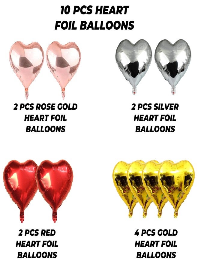 TOYXE Proper Heart Shape Foil Balloons 18" Inch Large valentines decoration items Pack of 10 Pcs - Image 2